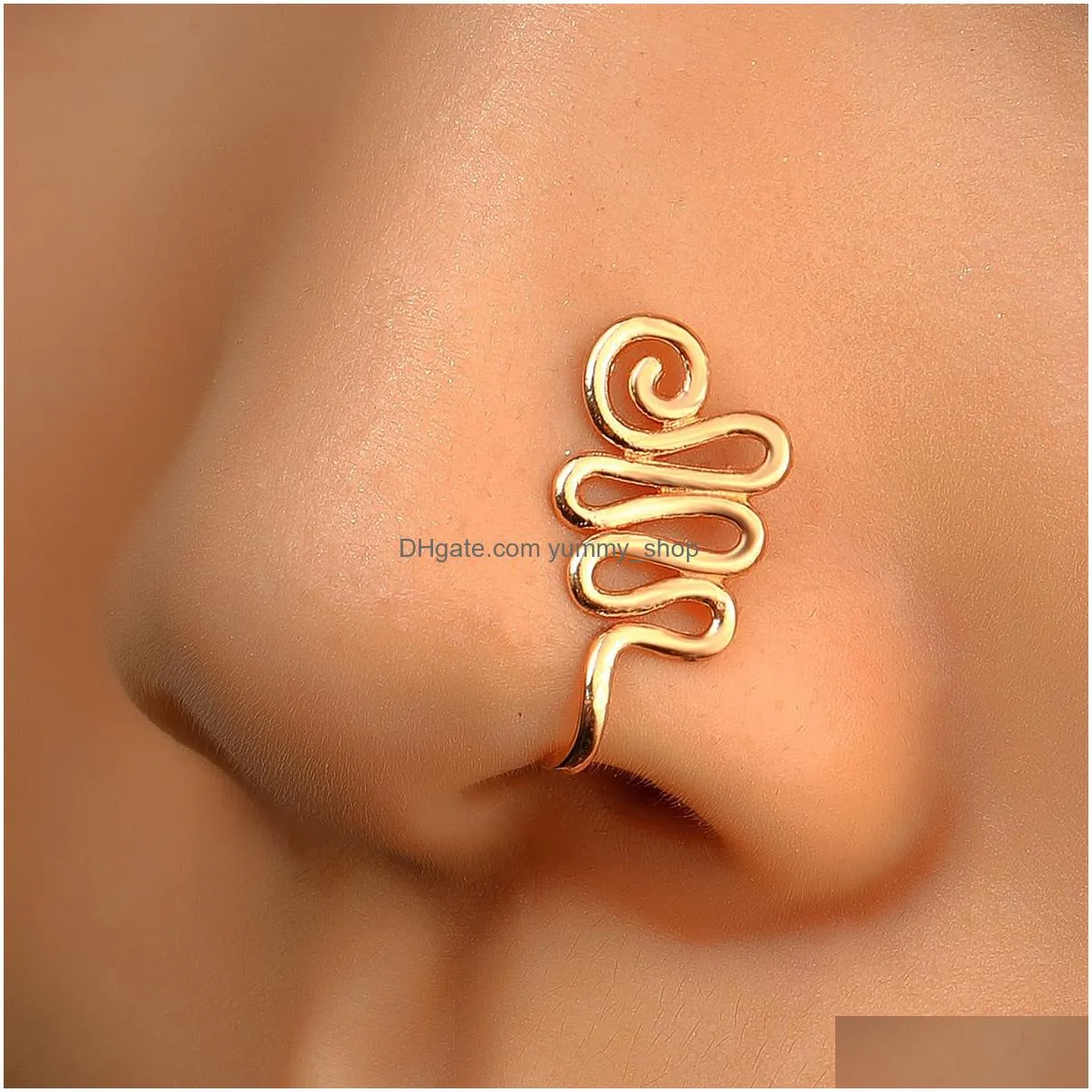 16 styles small copper fake nose rings for women non piercing gold plated clip on nose cuff stud girls fashion party jewelry