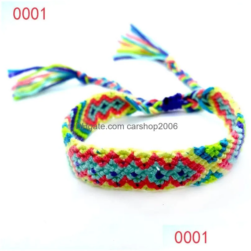 bohemian nepal ethnic handmade bracelets for women rainbow printing braided string rope wrap bangle lucky friendship boho jewelry in