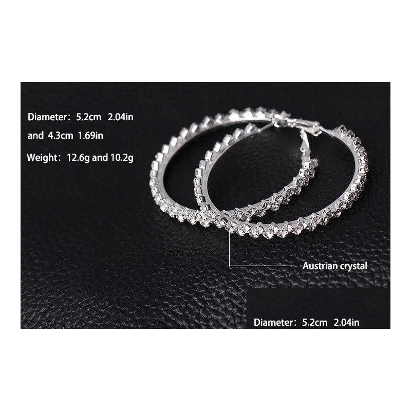 earrings hoop for women fashion jewelry diamond earring wedding/engagement round drop earrings hanging 925 sterling silver big hoop