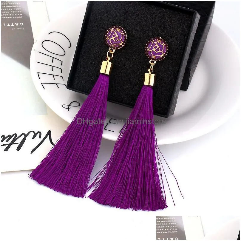 bohemian tassel dangle earrings for women geometric crystal rose flower long silk fringe statement drop earring 2019 boho jewelry gift