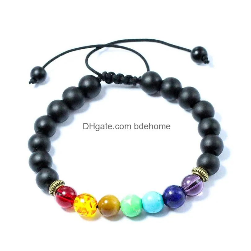 7 chakra charm adjustable bracelets for men women tiger eye lava rock healing balance beads reiki buddha prayer natural stone yoga