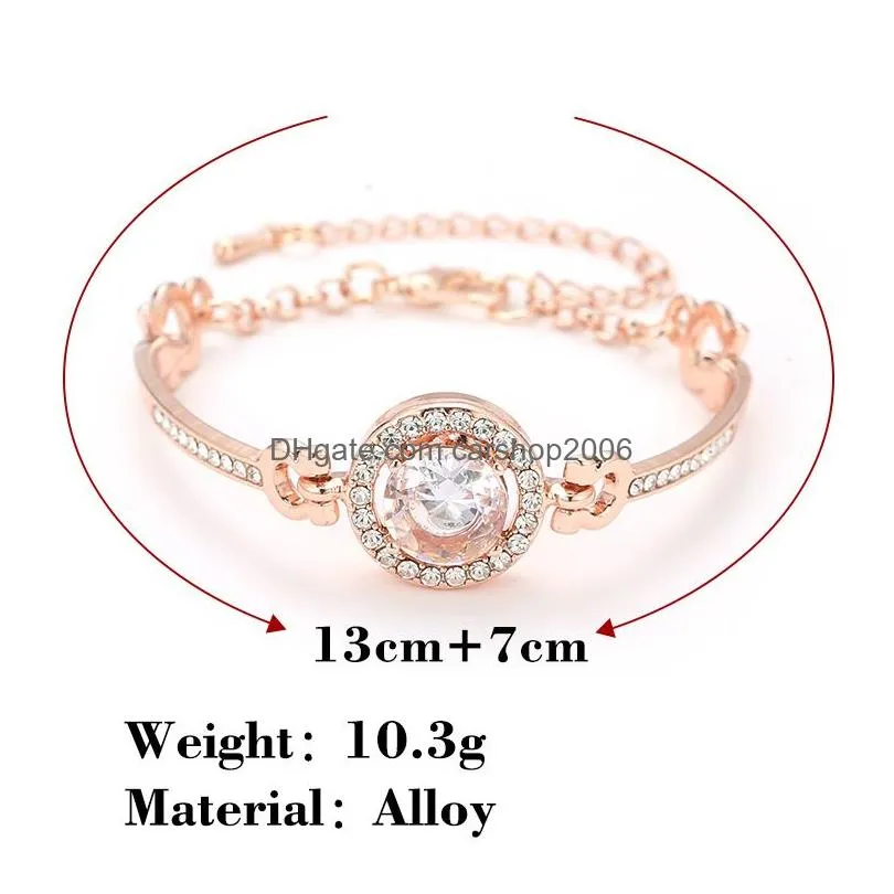 luxury cubic zirconia stone charm bracelets for women bling artificial diamond gold silver rose gold chain bangle fashion jewelry gift