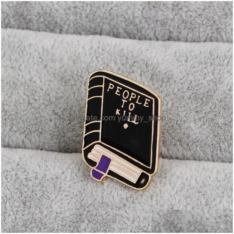 2018 cute enamel books brooches women men bookstore reel creative cartoon pins badge for children fashion jewelry gift