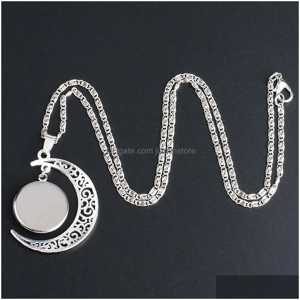 christian bible moon necklaces for women christians bible scripture glass time gem cabochon pendant chains 2019 fashion jewelry in
