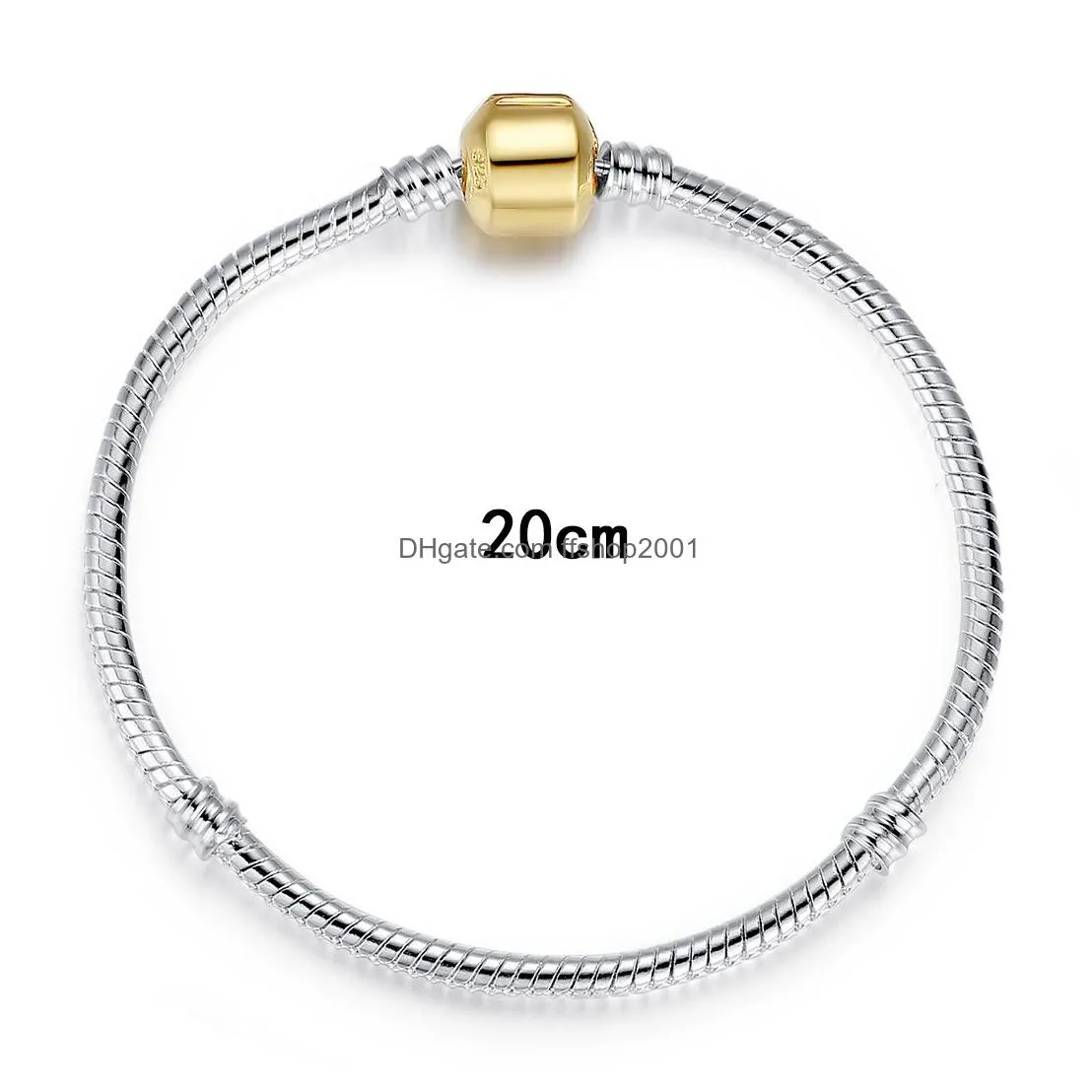 factory wholesale 925 sterling silver bracelets snake chain fit charm european bead bangle bracelet for men women jewelry gift in bulk