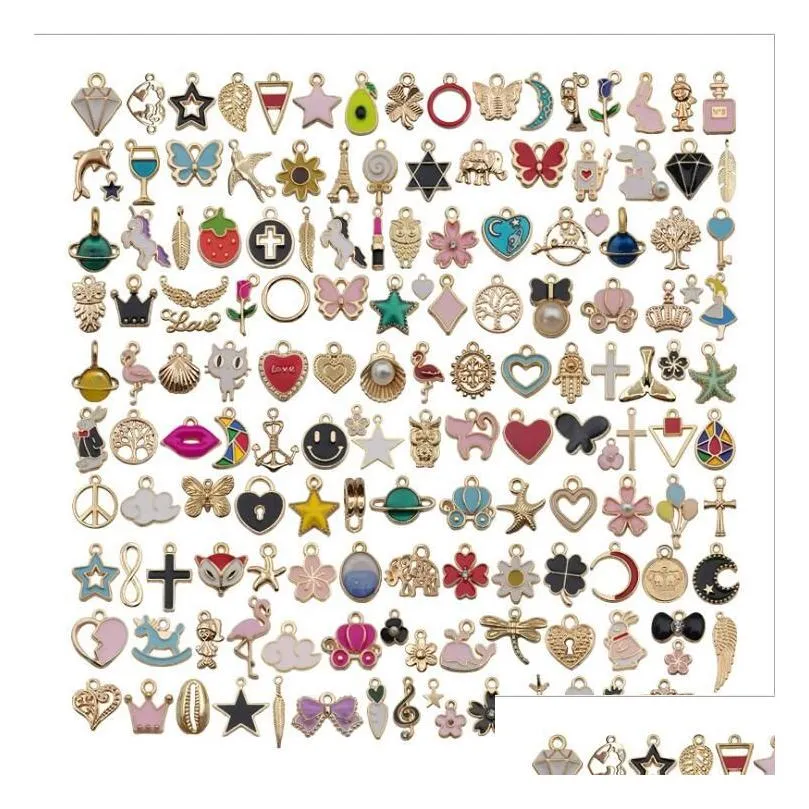 mix 150pcs jewelry findings bulk oil drip handmade diy jewelry accessories charms pendant fit earring bracelet necklace jewellery make
