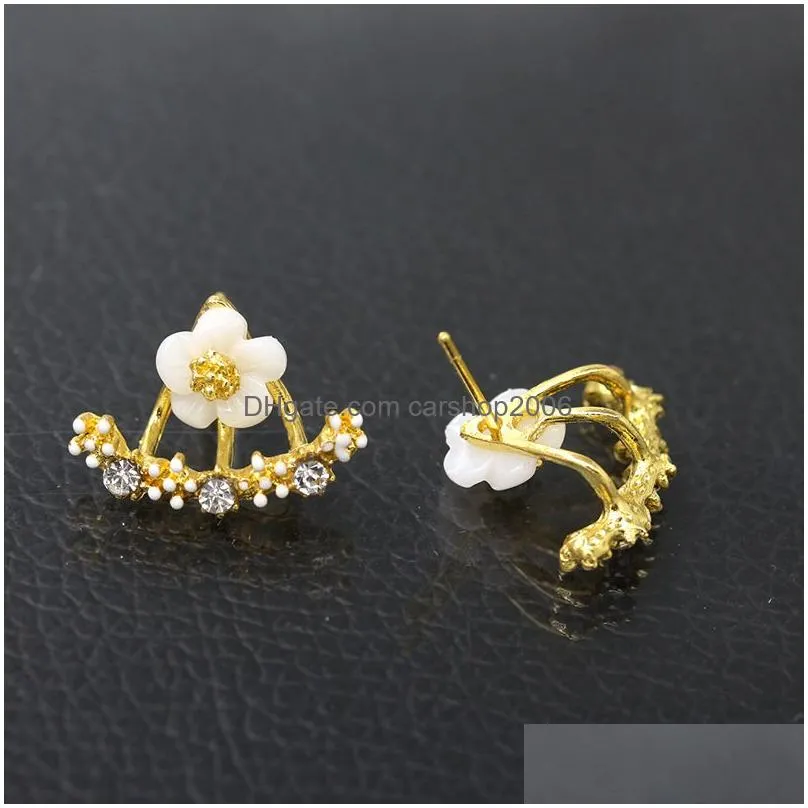 korean women anti allergic stud earrings gold silver rose gold daisy flower ear nai earring for ladies fashion jewelry gift