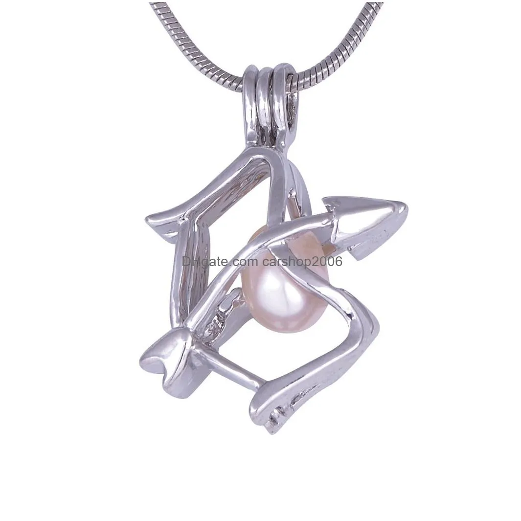 12 constellation pearl cage locket pendants without chain diy wish love pearl necklace zodiac signs charm pendants mountings jewelry