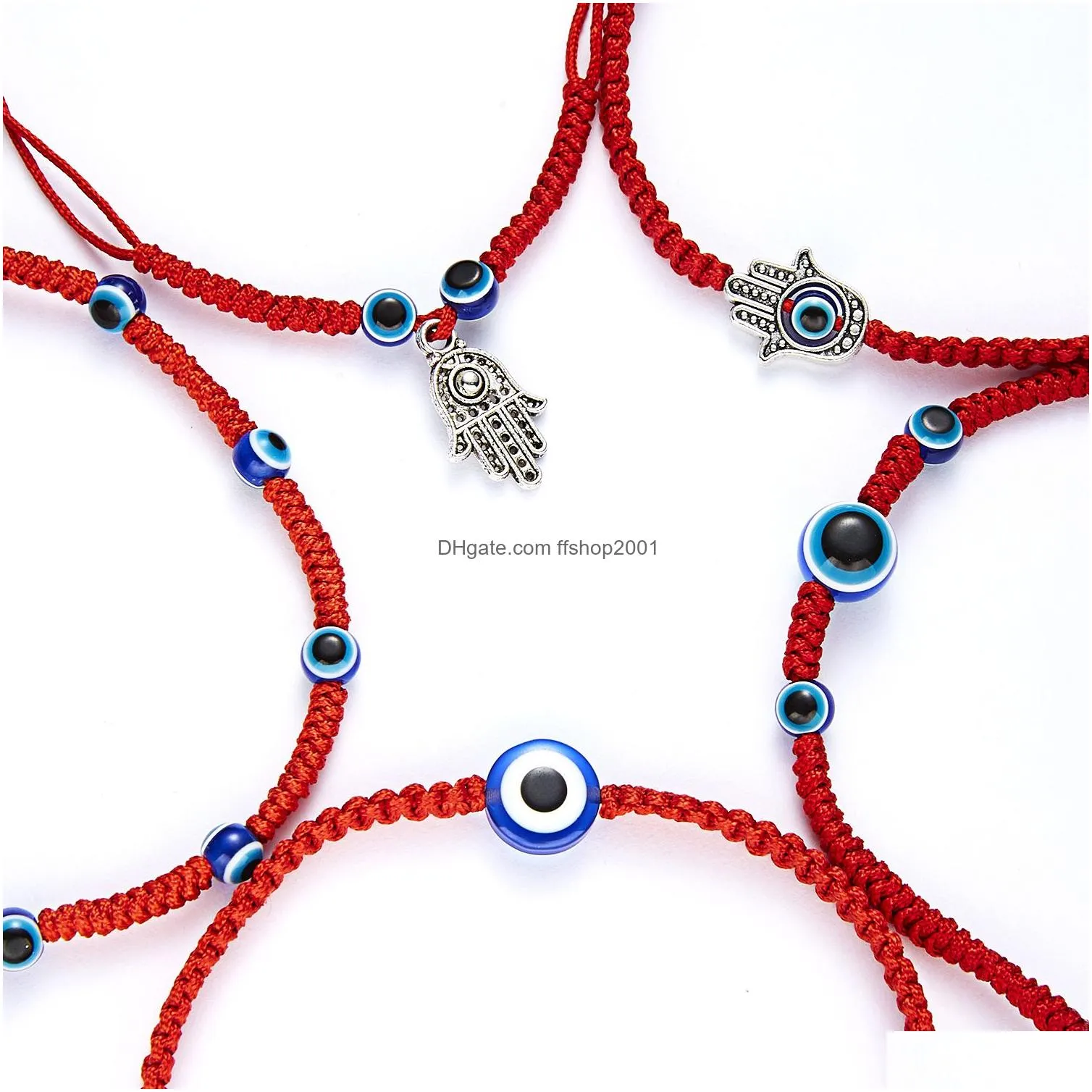 2020 blue evil eye bracelets red black rope chains for women men hamsa hand charm braided string bangle fashion jewelry gift