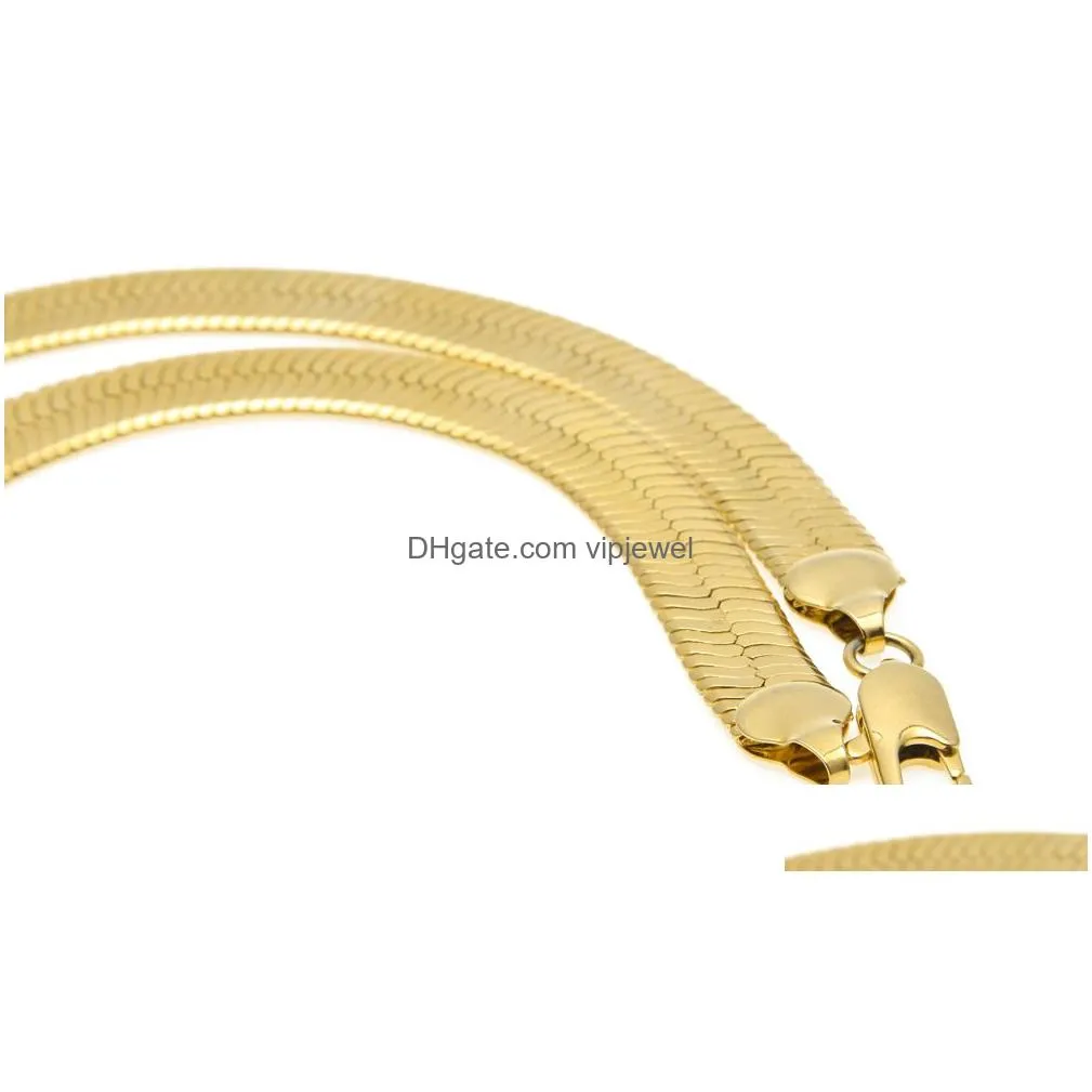 8 10 mm gold snake chain necklace mens flattened smooth snake chains 30inch for women hip hop jewelry 