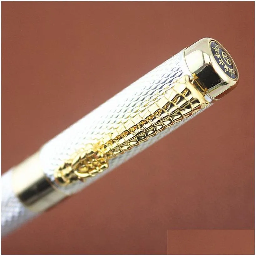 1pc/lot jinhao roller ball pen 1200 canetas silver pens gold clip business executive fast writing pen luxury pen 14x1.4cm 201111