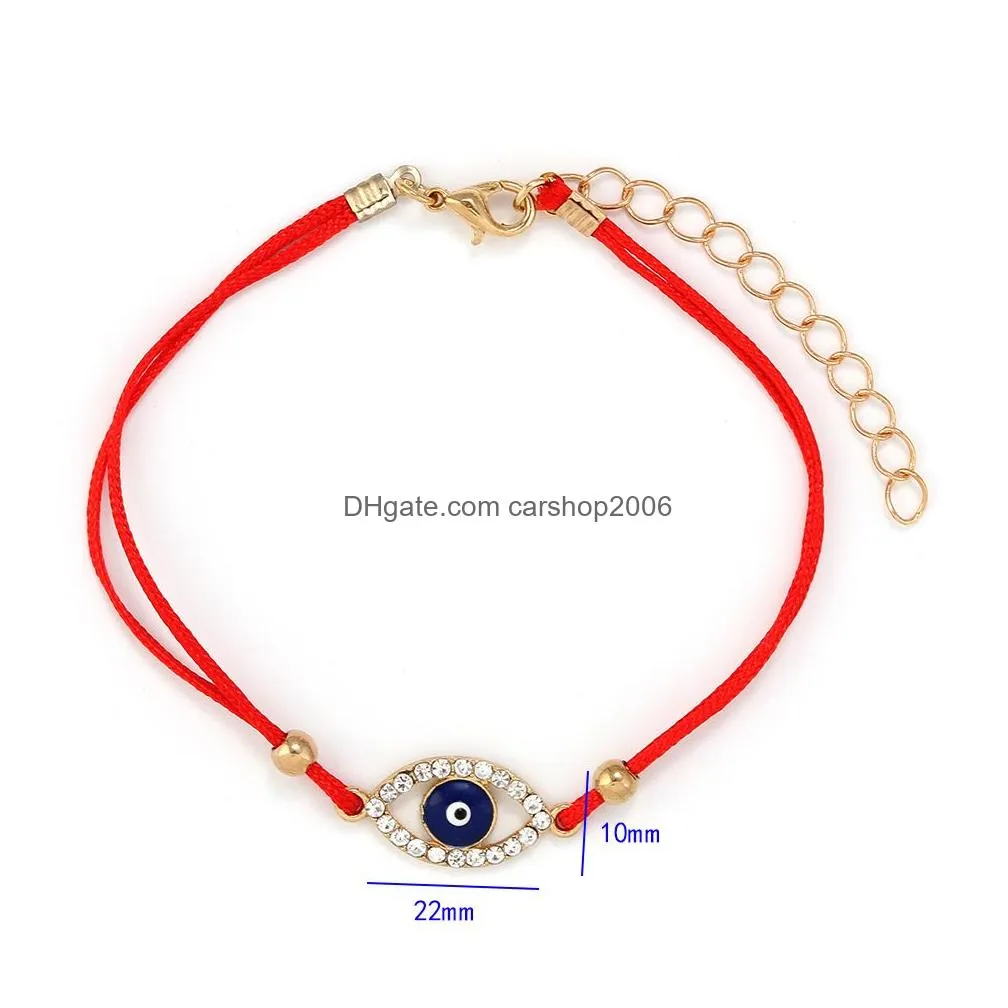 turkish blue evil eye charm wrap bracelets for women crystal fatima hamsa hand cross charm red string rope bangle fashion jewelry