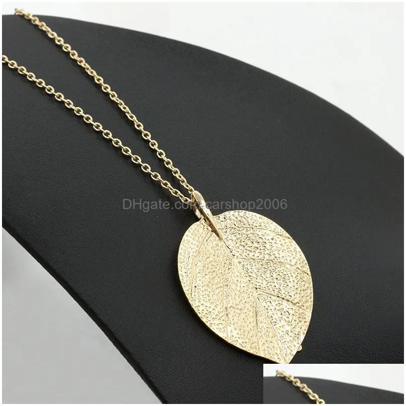 european vintage punk gold leaf leaves pendant necklace chain alloy pendants necklaces for women jewelry valentines day gift