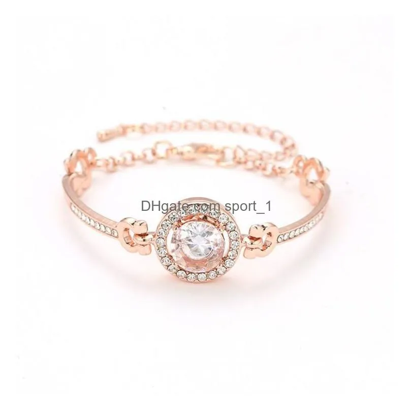 2019 classic 3 color round large crystal rhinestone charm shiny cuff opening bracelet for women fashion jewelry gift