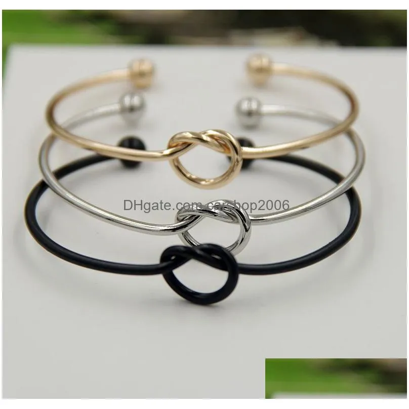 high quality copper expandable open wire bangles womens love knot cuff bracelets for ladies girls fashion simple jewelry