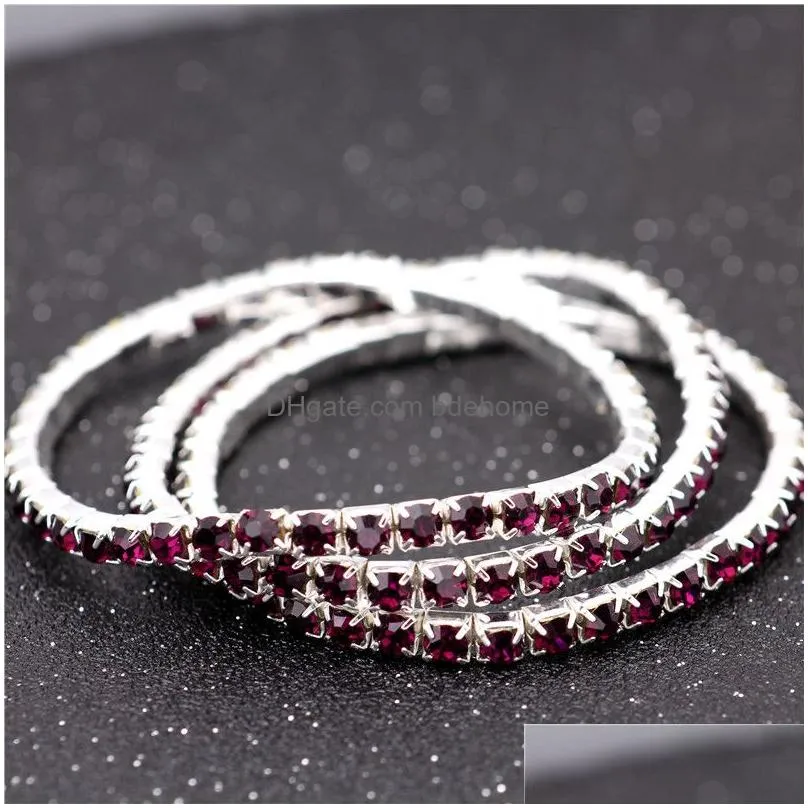 korean 3.5mm one row rhinestones stretch bracelets crystal iced out tennis bangle bracelet for women ladies fashion jewelry in bulk