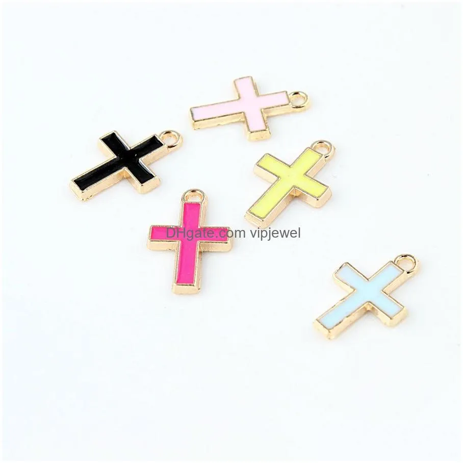 6 colors enamel cross jesus pendants 10pcs/lot crucifix charms fashion jewelry diy accessories for bracelets necklace earrings making