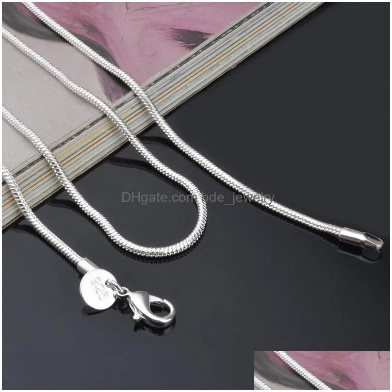 2mm 925 sterling silver smooth snake chains 16 18 20 22 24 inches choker necklace for women men s fashion jewelry in bulk