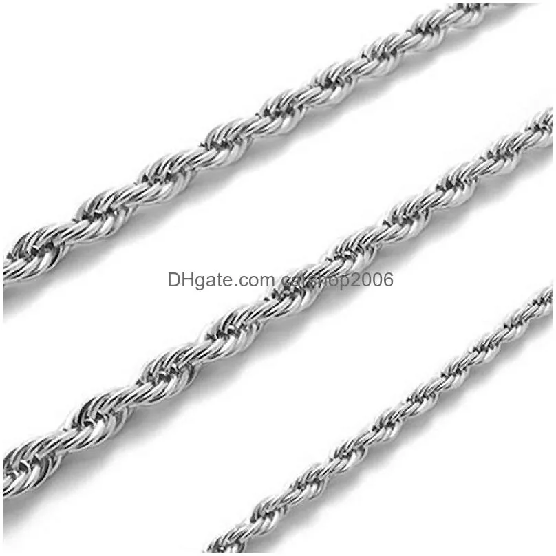 top quality 3mm 925 sterling silver twisted rope chains 16-30inches necklaced for women men fashion diy jewelry in bulk