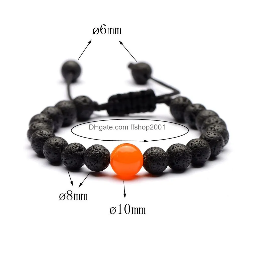 7 chakras lava rock bead chain bracelet  oil diffuser natural stone braided rope bangle for women men fashion crafts