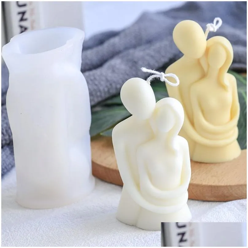 craft tools silicone candle mold 3d couple hugging body art resin casting mould for candle making aromatherapy plaster kdjk2202