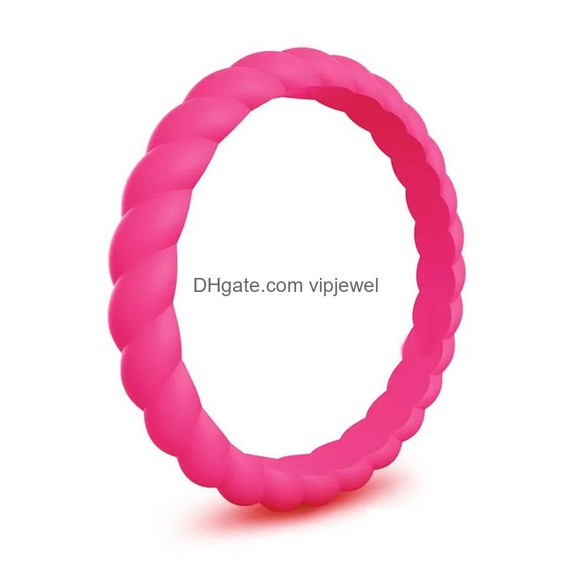 10 color/lot women wedding silicone band rings solid color twisted flexible comfortable pinky finger ring for men s engagement jewelry