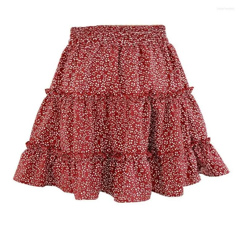 skirts home nest fashion womens vintage floral print high waist ruffled short skirt casual beach mini womens summer