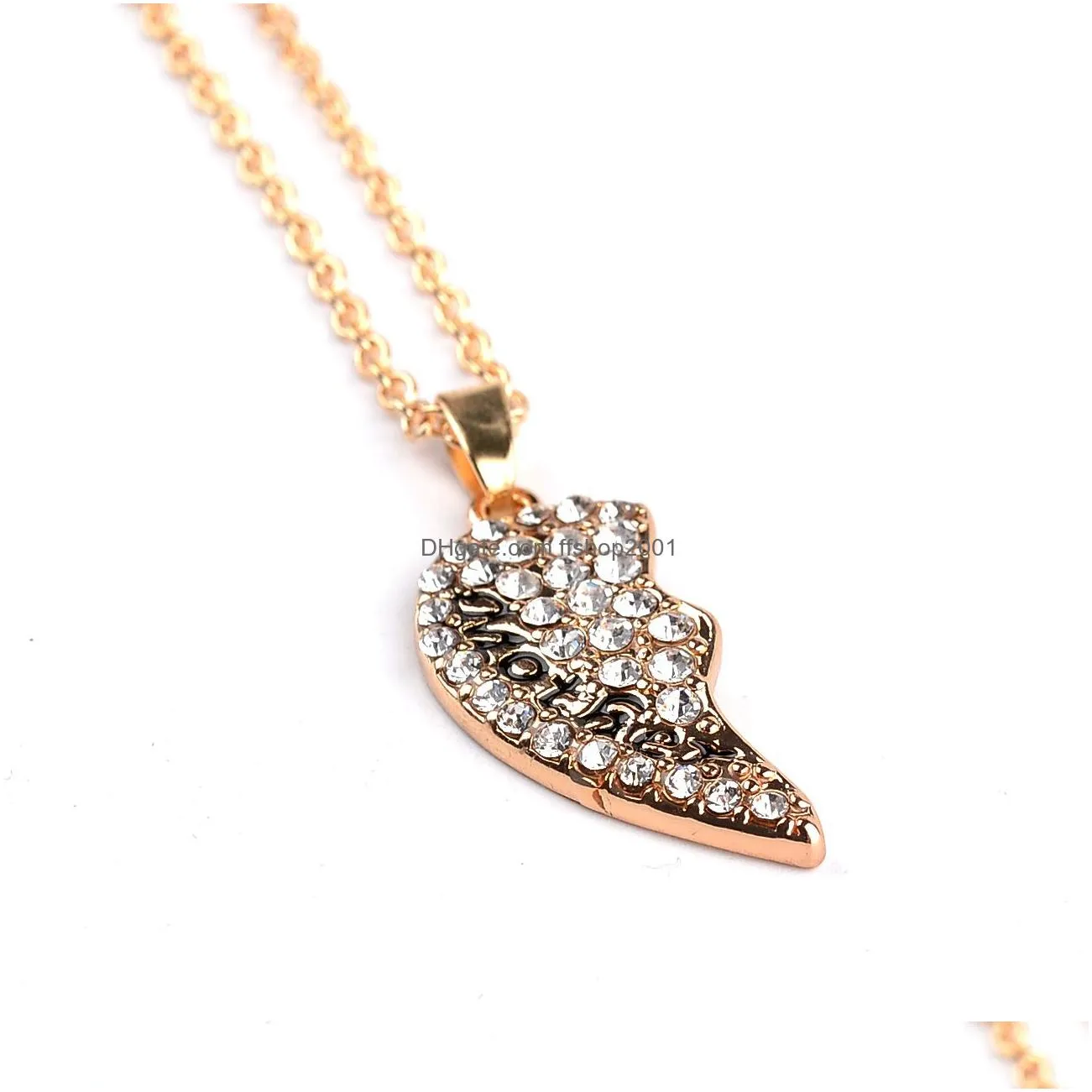  mothers day jewelry set white crystal rhinestone heart mother and daughter lettering pendant necklace for girl women fashion