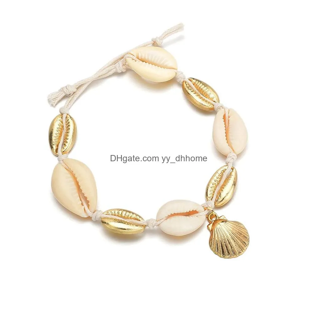 bohemian turtle shell summer beach anklet for women tortoise seashell charm string beads chains ankle bracelets on leg boho jewelry