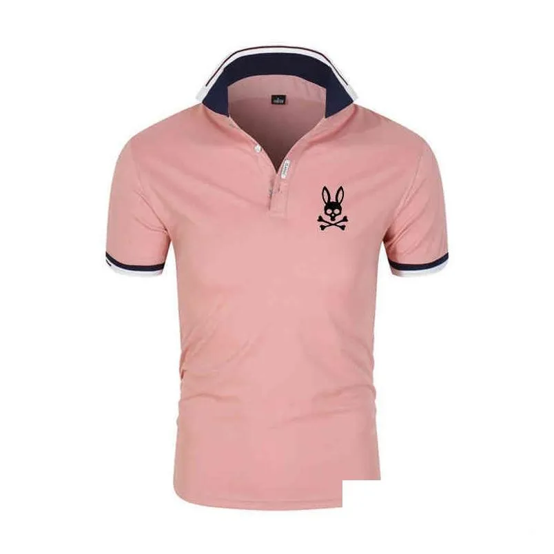 2022 summer brand men casual polo shirts men short sleeve t-shirt fashion slim solid h1203
