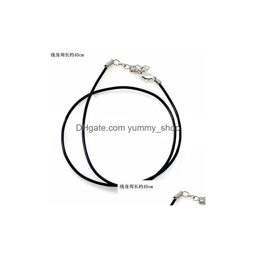 100pcs lot black leather snake necklace beading cord string rope wire 45cm diy jewelry extender chain with lobster clasp components