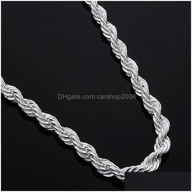 3mm 925 sterling silver twisted rope chain 16-30inches luxury silver necklaced for women men fashion diy jewelry wholesale