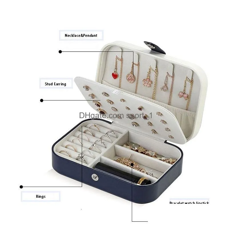  portable jewelry box for women ring bracelet necklace earring organizer display travel leather storage jewelry case