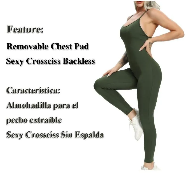 women jumpsuit fitness crisscross backless bodysuits female gym athletic active sport sportswear siamese girl sexy 220705