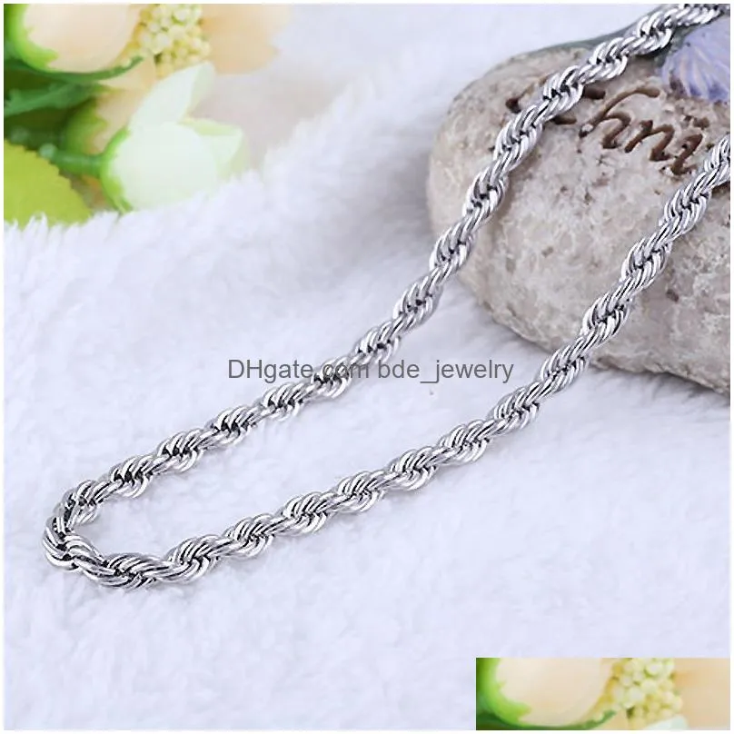 16-30inches 2mm 925 sterling silver twisted rope chain necklace for women men fashion diy jewelry in bulk