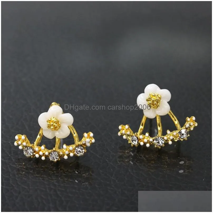 korean women anti allergic stud earrings gold silver rose gold daisy flower ear nai earring for ladies fashion jewelry gift