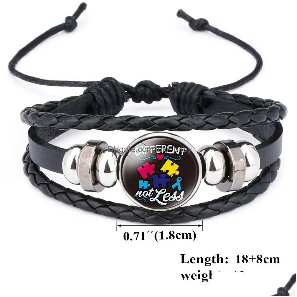  kids autism awareness bracelets for children autism boy girl charm leather wrap wristband bangle fashion inspirational jewelry in