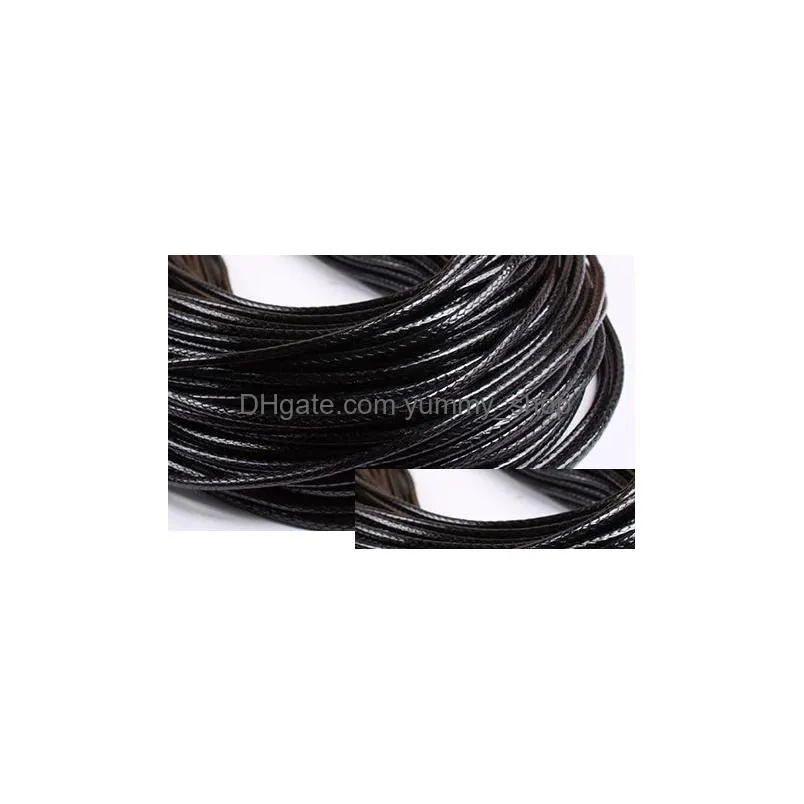 100pcs lot black leather snake necklace beading cord string rope wire 45cm diy jewelry extender chain with lobster clasp components