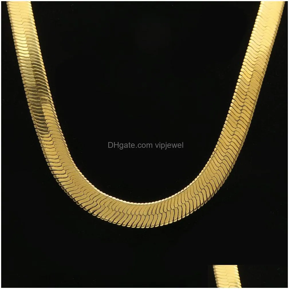 8 10 mm gold snake chain necklace mens flattened smooth snake chains 30inch for women hip hop jewelry 