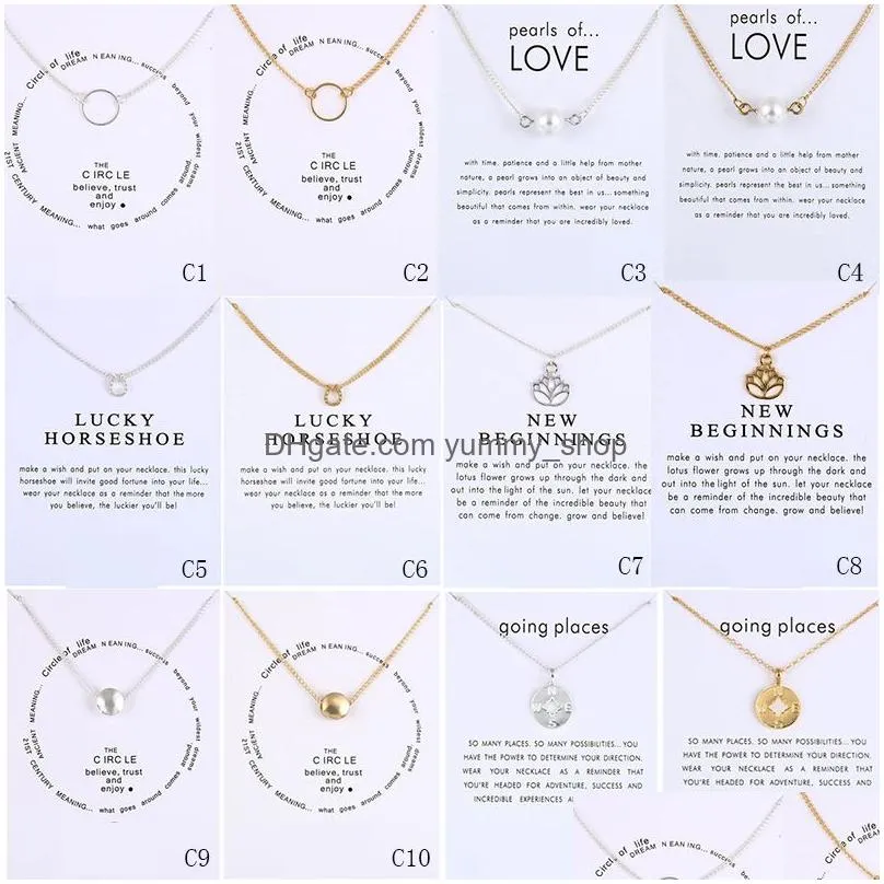  arrival dogeared necklace with gift card elephant pearl love wings cross key zodiac sign compass lotus pendant for women fashion