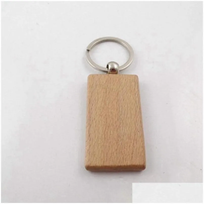 keychains 80pcs blank rectangle wooden key chain diy wood tags can engrave gifts