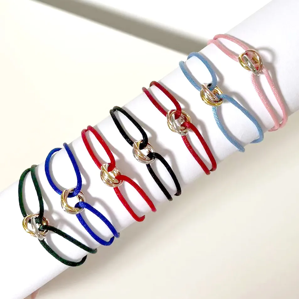 womens jewelry designer bracelet luxurious Stainless Steel Bracelet Three rings Metal Buckle Ribbon Chain Multicolor Adjustable Size Bracelet Hot item