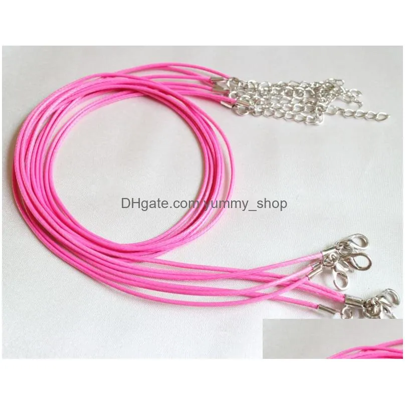 10 color wax leather beading necklace cord string snake rope wire extender chain lobster clasp fashion diy jewelry findings in bulk