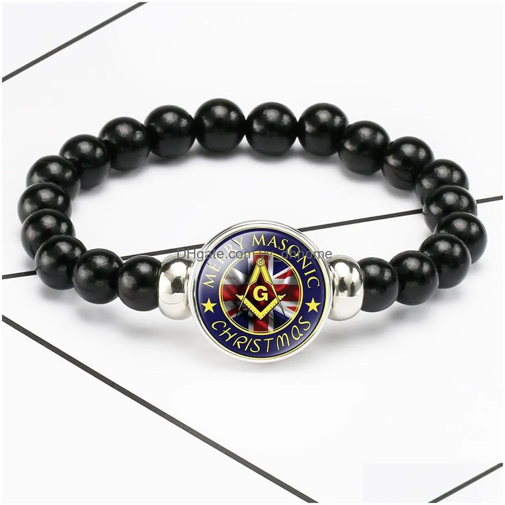  masonic sign charm bracelets for mens 18mm ginger snap button acrylic beads chains bangle fashion jewelry gift