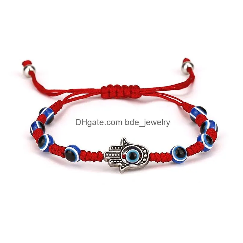  blue evil eye charm braided rope chains bracelets for women men turtle elephant hamsa hand charm red string bangle fashion jewelry