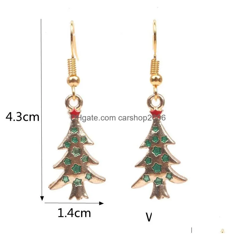  christmas cartoon womens drop earrings alloy father christmas snowman tree dangle chandelier earring for ladies fashion jewelry