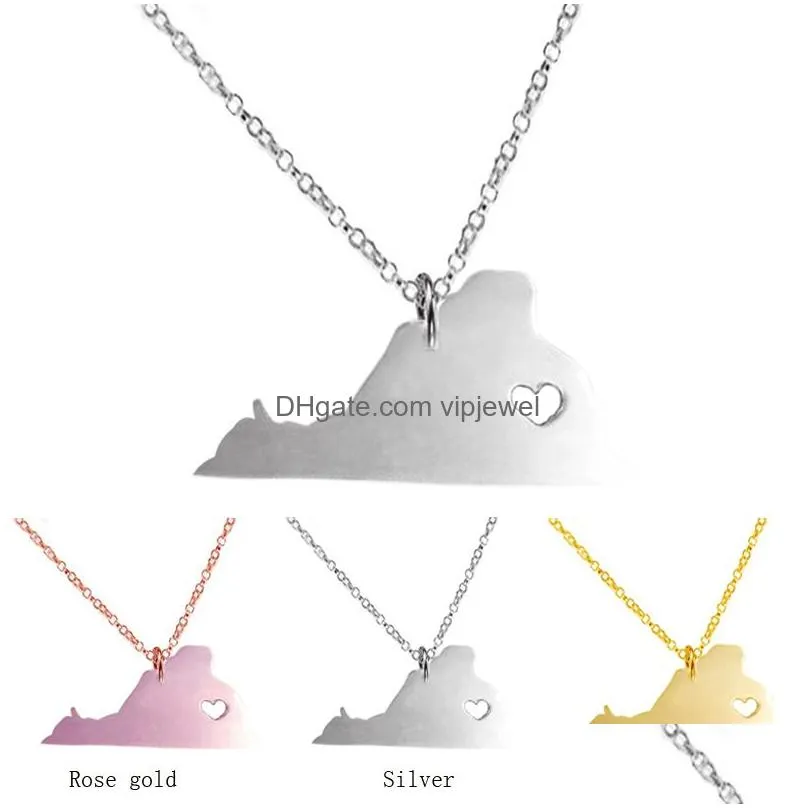 2016 america 50 state map pendant necklaces with heart diy state pendent necklace stainless steel fashion jewelry  state
