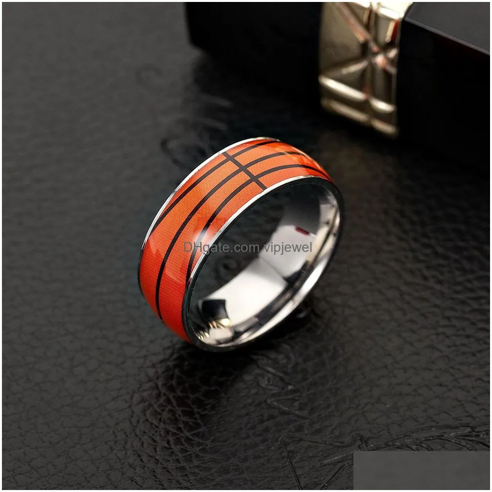  football basketball sports rings for women men baseball softball rugby stainless steel finger rings fashion jewelry gift