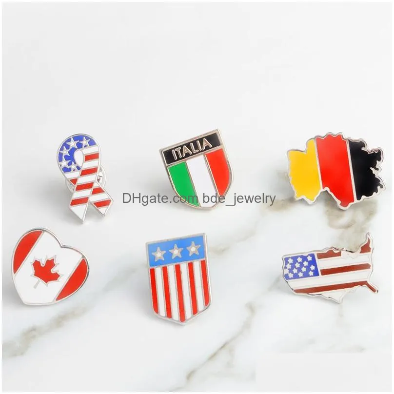 national flags enamel brooches canadian american german italian flag lapel pin button clothes collar brooch badge fashion jewelry gift