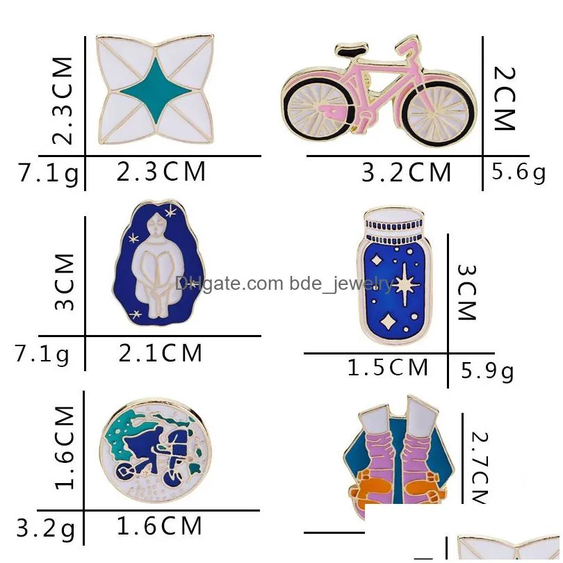 2018 enamel brooch pins women boutonniere long-haired beauty bicycle wishing bottle socks cartoon brooches badge for men s fashion